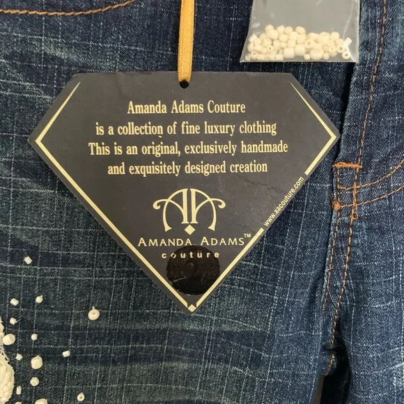 Vintage Jeans Lace Embellished with beads - Picture 4 of 12